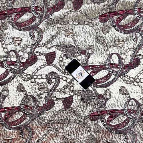 پارچه ژاکارد تافته زنجیری رنگ گیلاسی 